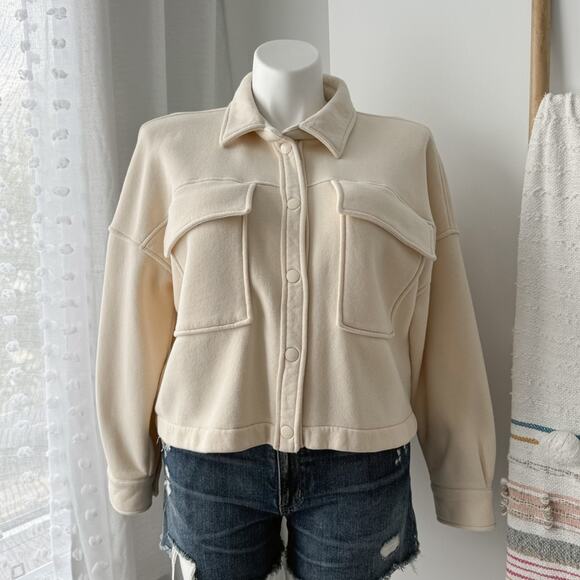 Abercrombie & Fitch Jackets & Blazers - Abercrombie & Fitch Soft A&F Butter Yellow Fleece Lined Snap Shacket Jacket XL